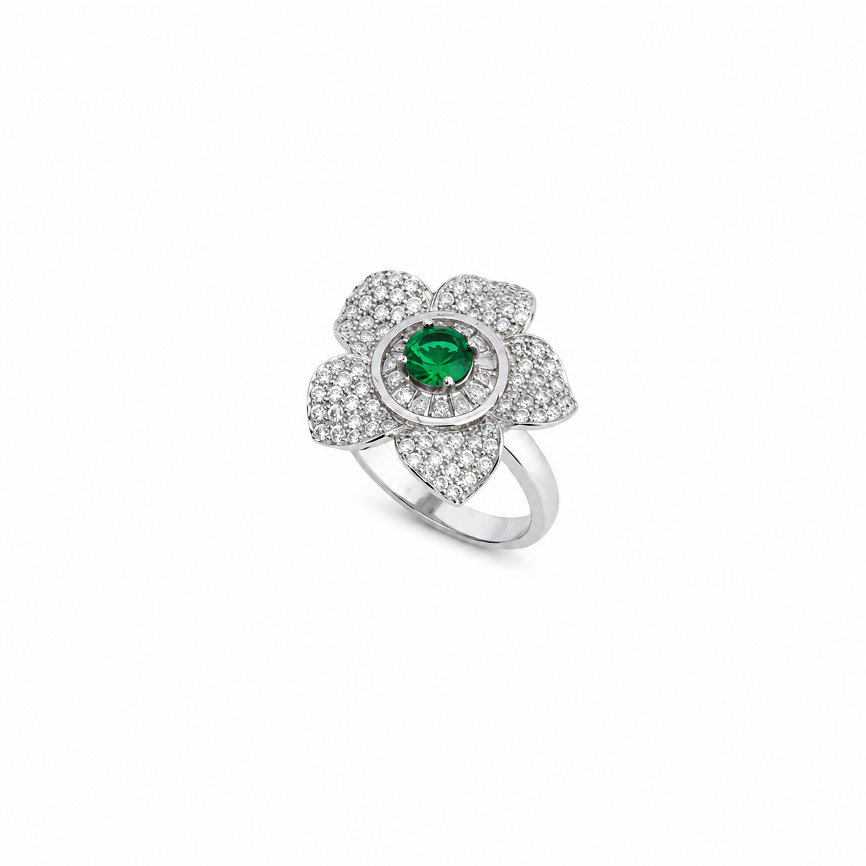 Emerald Petal Ring – 925 Sterling Silver – OYA by Gemkara view 1