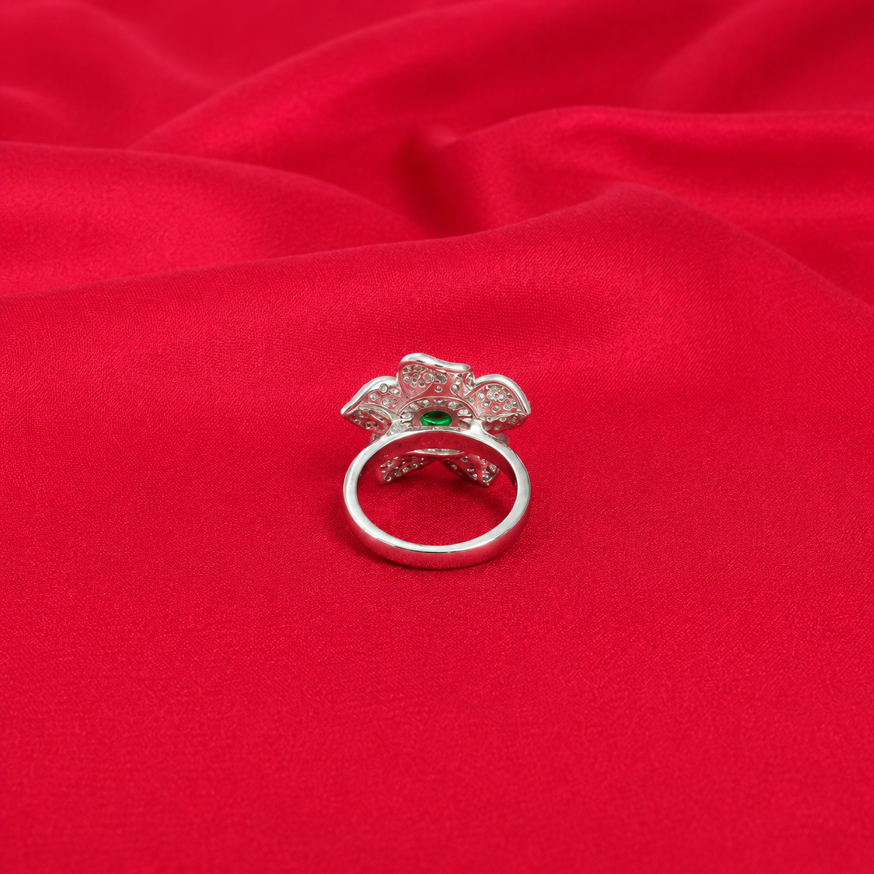 Emerald Petal Ring – 925 Sterling Silver – OYA by Gemkara view 3