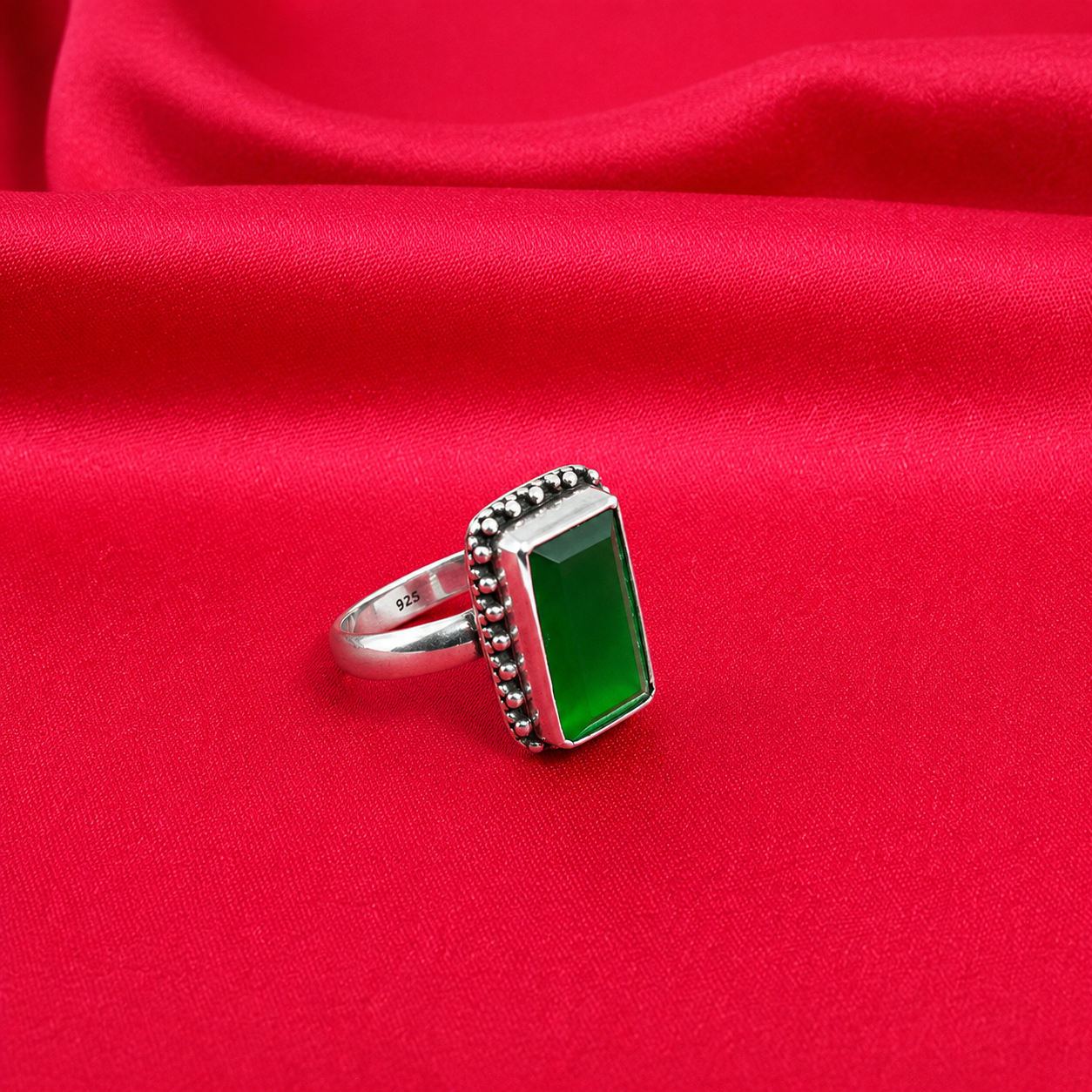 Imperial Emerald Ring – 925 Sterling Silver – OYA by Gemkara view 2