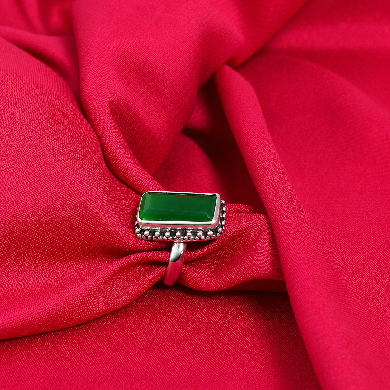 Imperial Emerald Ring – 925 Sterling Silver – OYA by Gemkara view 4