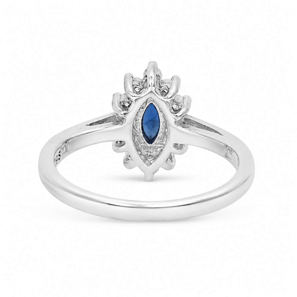 Blue Sapphire Halo Ring – 925 Sterling Silver – OYA by Gemkara view 3