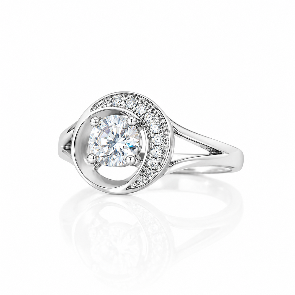 Crescent Moon Ring – 925 Sterling Silver – OYA by Gemkara view 1