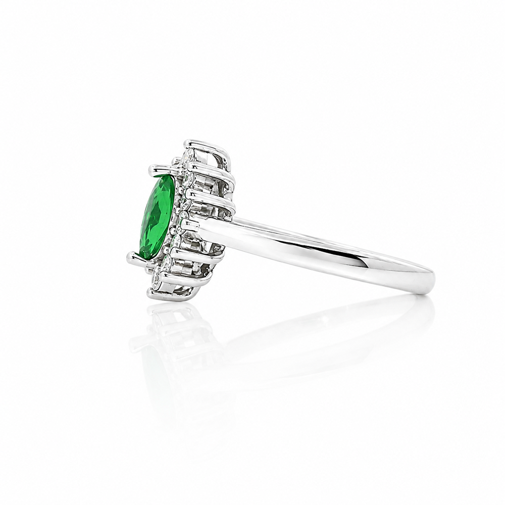 Emerald Halo Ring – 925 Sterling Silver – OYA by Gemkara view 2