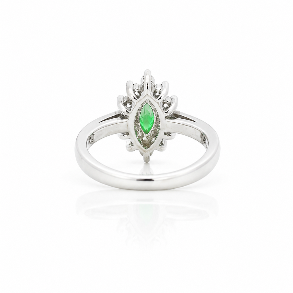 Emerald Halo Ring – 925 Sterling Silver – OYA by Gemkara view 3