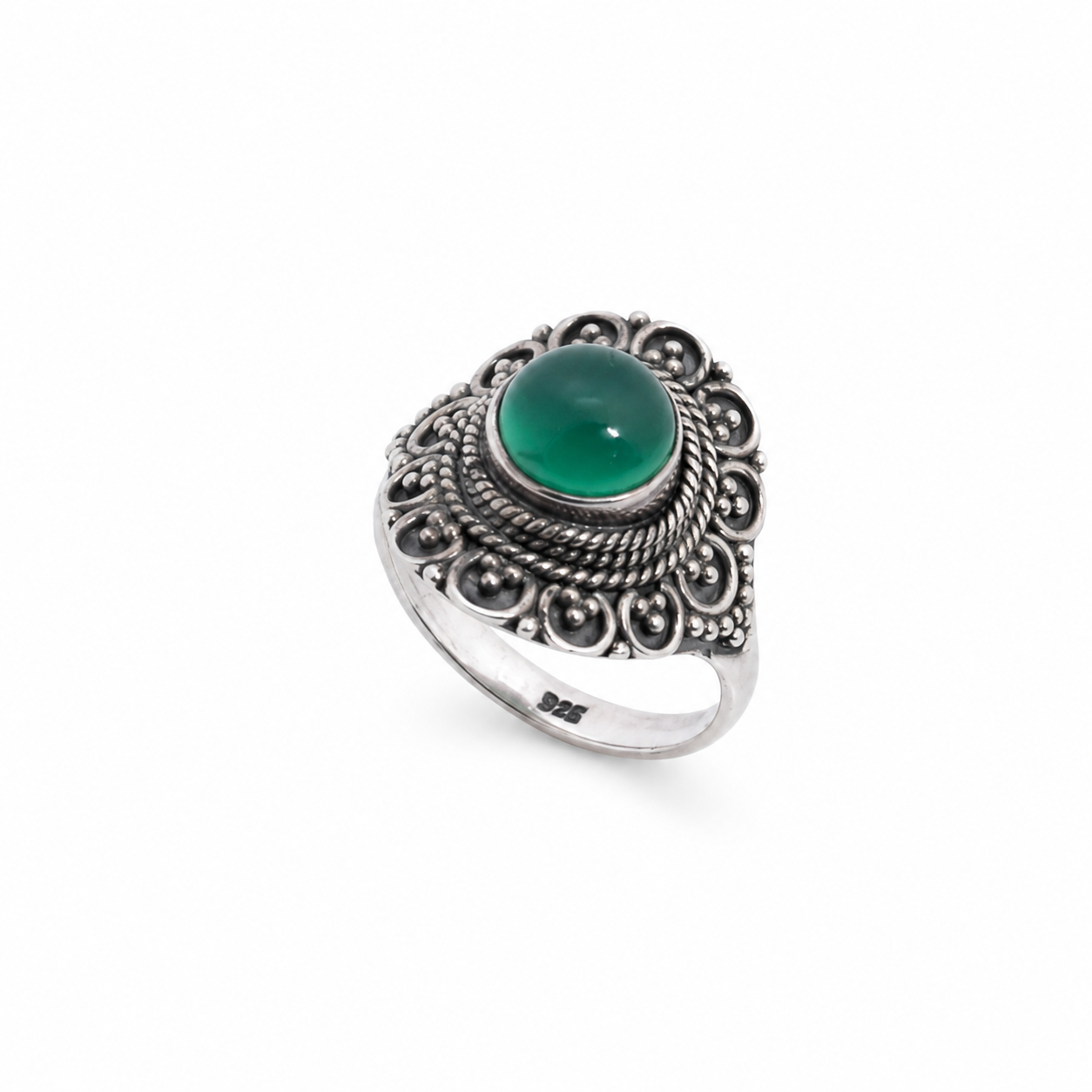 Heritage Emerald Ring – 925 Sterling Silver – OYA by Gemkara view 1