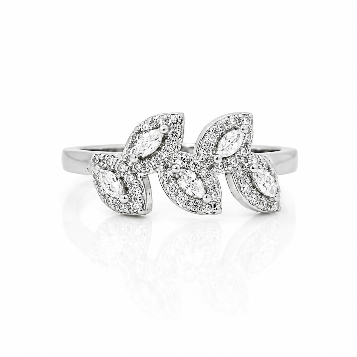 Leaf Design Silver Ring – OYA by Gemkara view 2