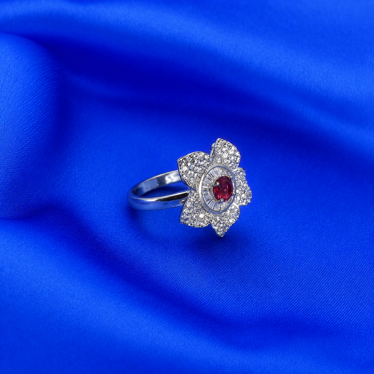 Emerald Petal Ring – 925 Sterling Silver – OYA by Gemkara view 2