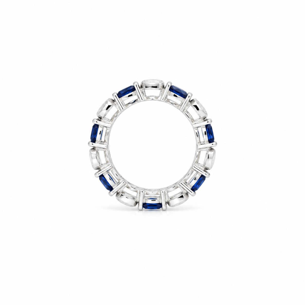 Blue Sapphire Eternity Band Ring – 925 Sterling Silver – OYA by Gemkara view 3