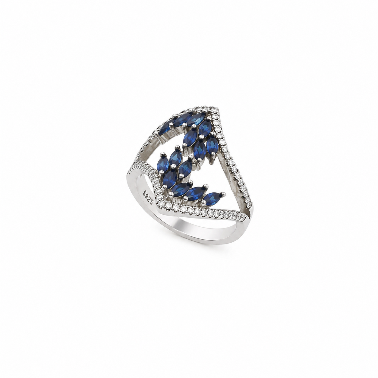 Sapphire Leaf Ring – 925 Sterling Silver – OYA by Gemkara view 1