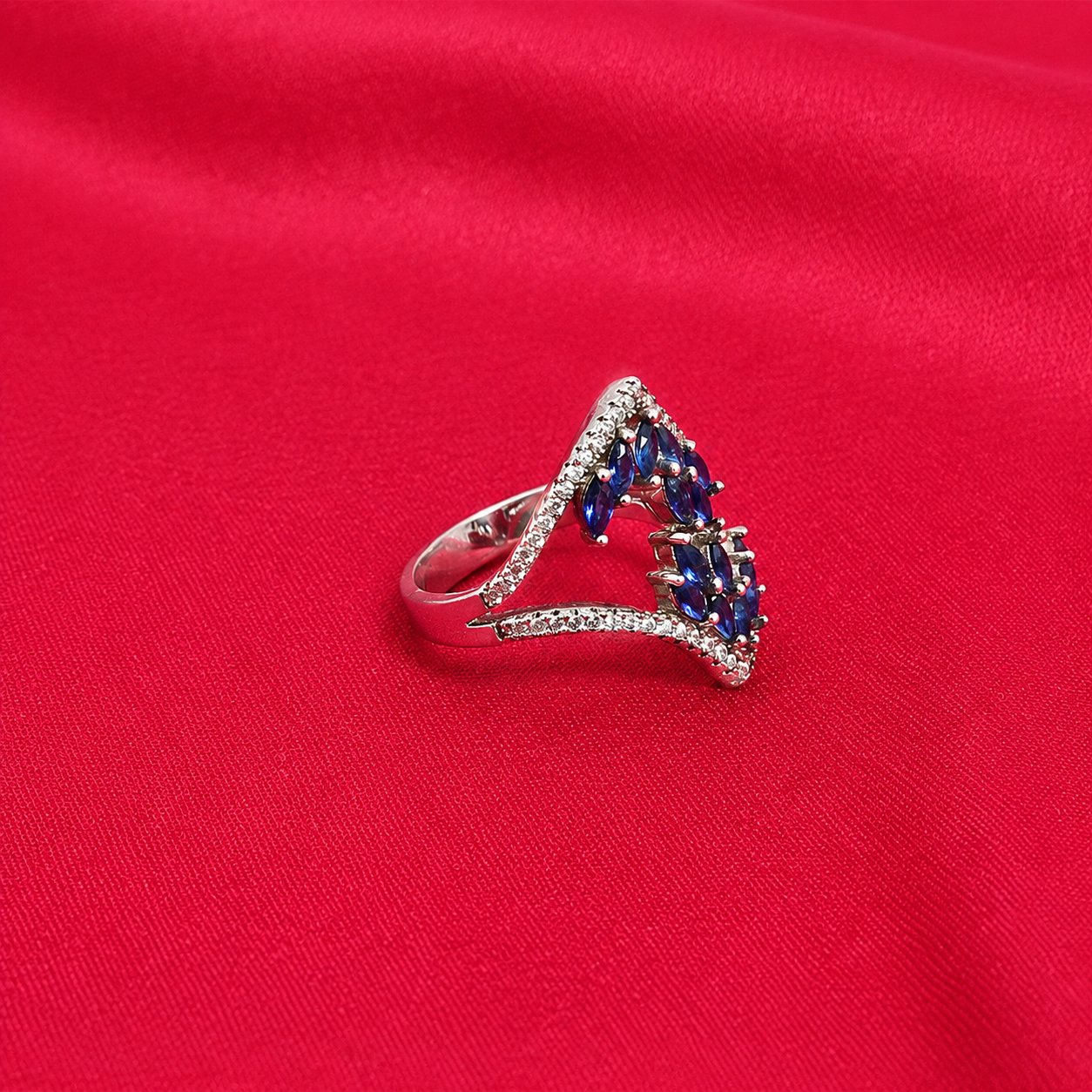 Sapphire Leaf Ring – 925 Sterling Silver – OYA by Gemkara view 2