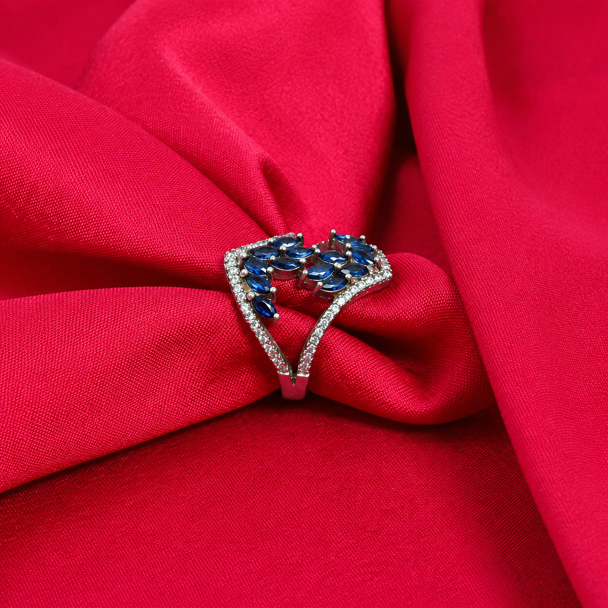 Sapphire Leaf Ring – 925 Sterling Silver – OYA by Gemkara view 4