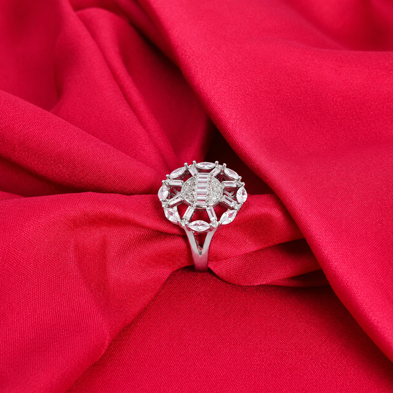 Celestial Bloom Ring – 925 Sterling Silver – OYA by Gemkara view 4