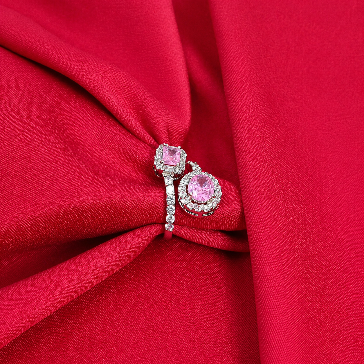 Twin Blossom Ring – 925 Sterling Silver – OYA by Gemkara view 3