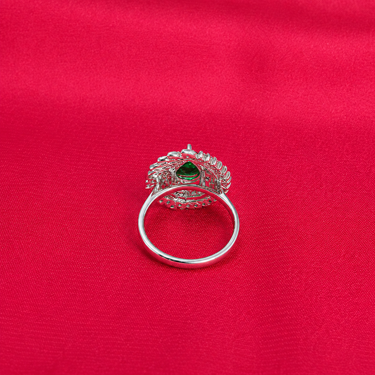 Emerald Whirl Ring – 925 Sterling Silver – OYA by Gemkara view 2