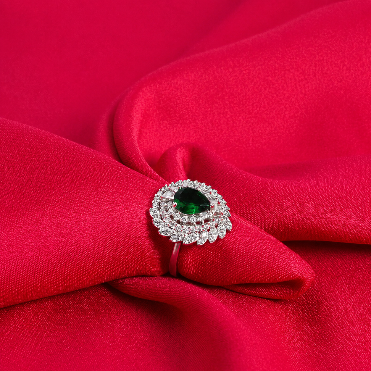 Emerald Whirl Ring – 925 Sterling Silver – OYA by Gemkara view 3