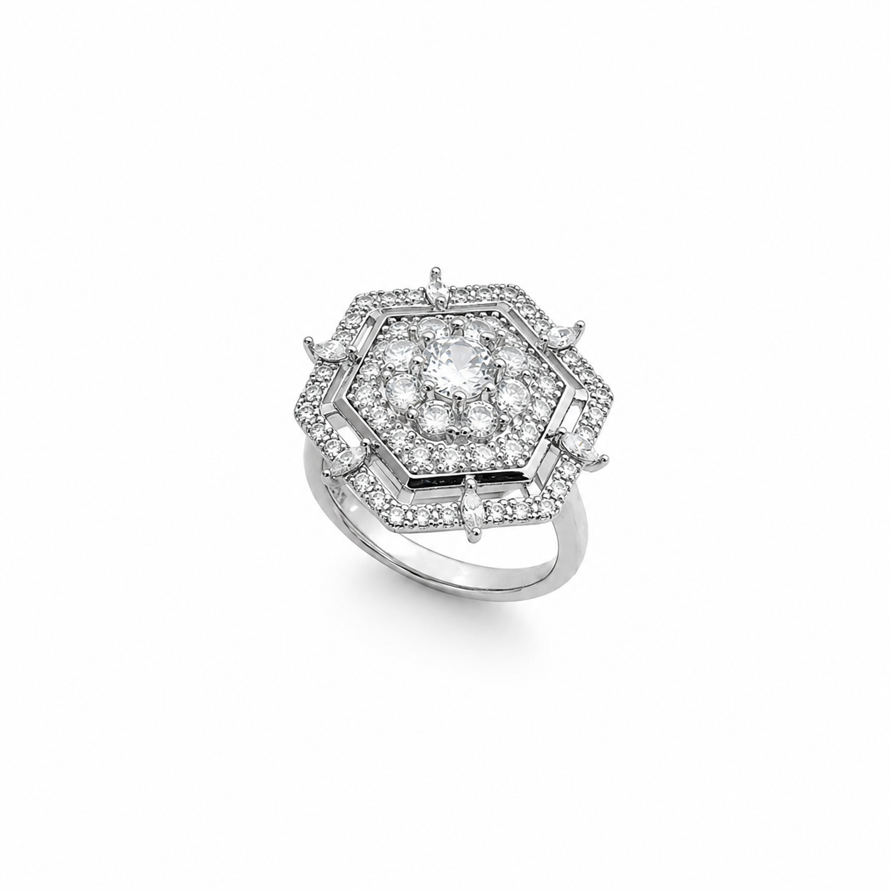 Hexa Royale Ring – 925 Sterling Silver – OYA by Gemkara view 1