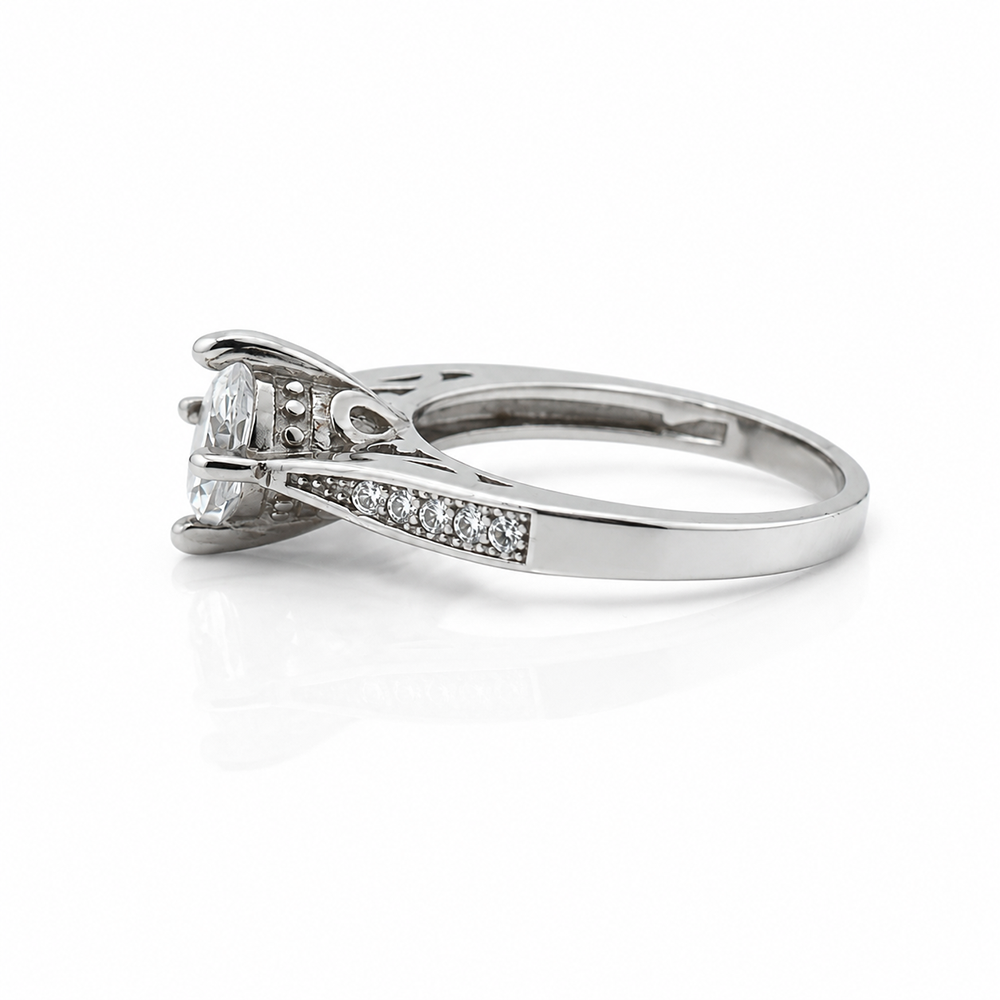 Round Cut Diamond Solitaire Ring – 925 Sterling Silver – OYA by Gemkara view 2