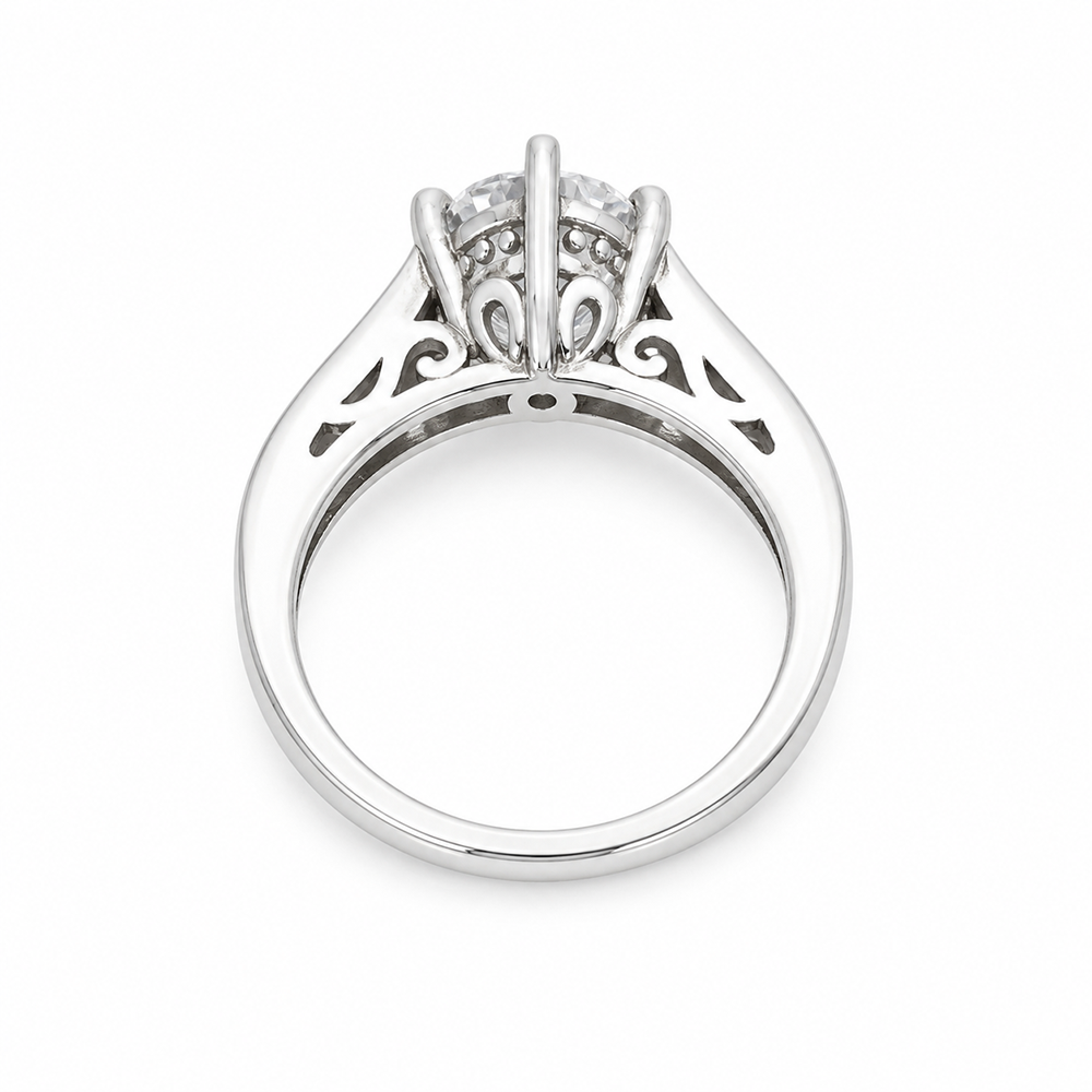 Round Cut Diamond Solitaire Ring – 925 Sterling Silver – OYA by Gemkara view 3