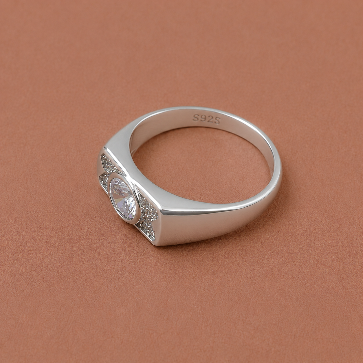 Men’s Silver Oval CZ Ring – OYA by Gemkara view 3