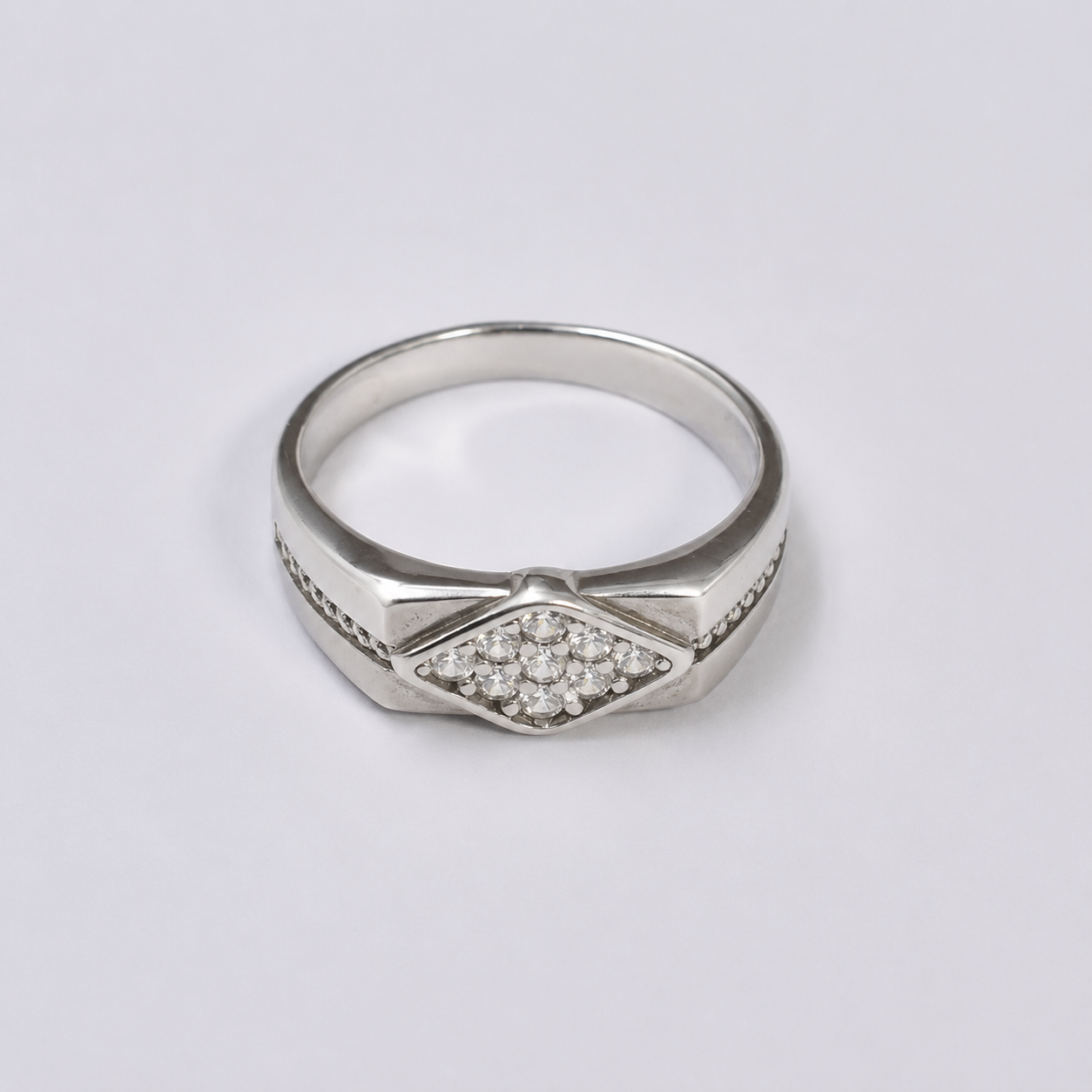Men’s Silver CZ Cluster Ring – OYA by Gemkara view 3