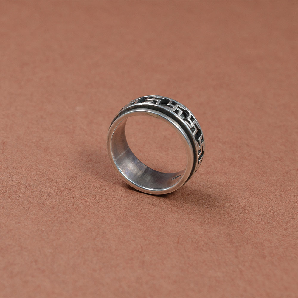 Men’s Silver Greek Key Band