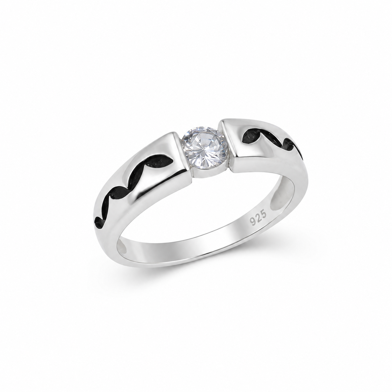 black enamel cubic zirconia – 925 Sterling Silver – OYA by Gemkara view 1