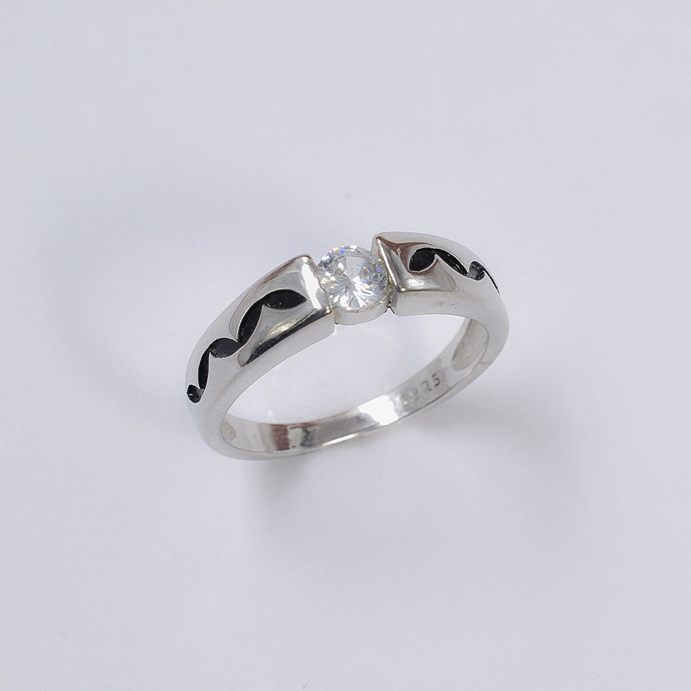 silver black enamel cubic zirc