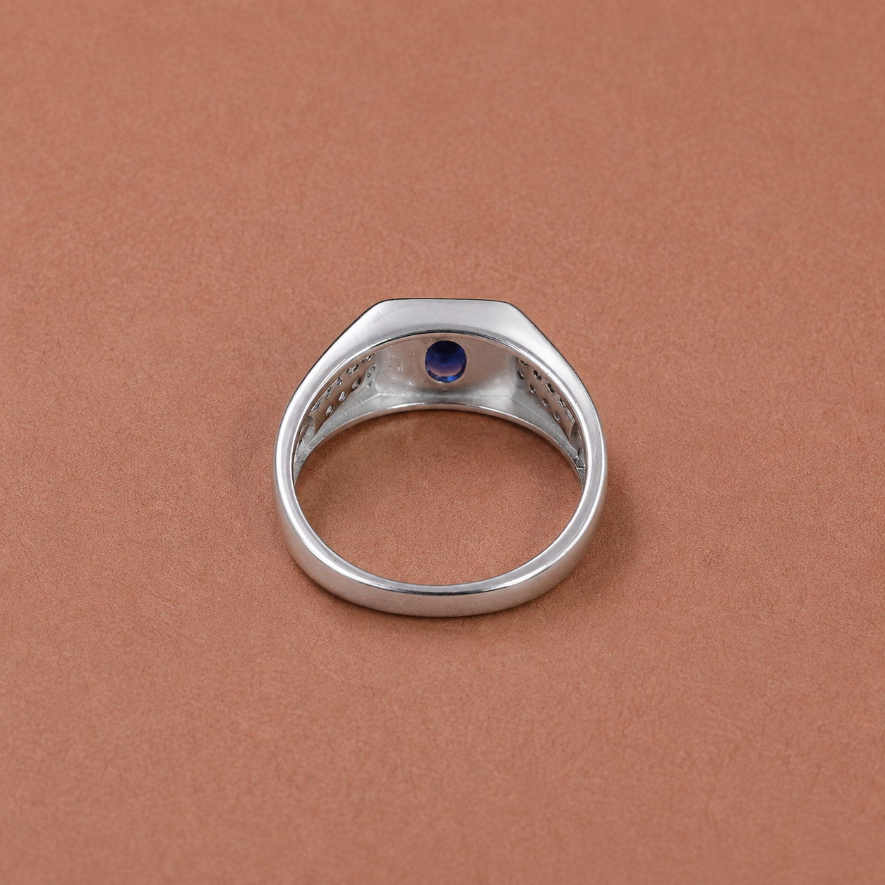 Men’s Silver Blue CZ Pavé Ring – OYA by Gemkara view 4