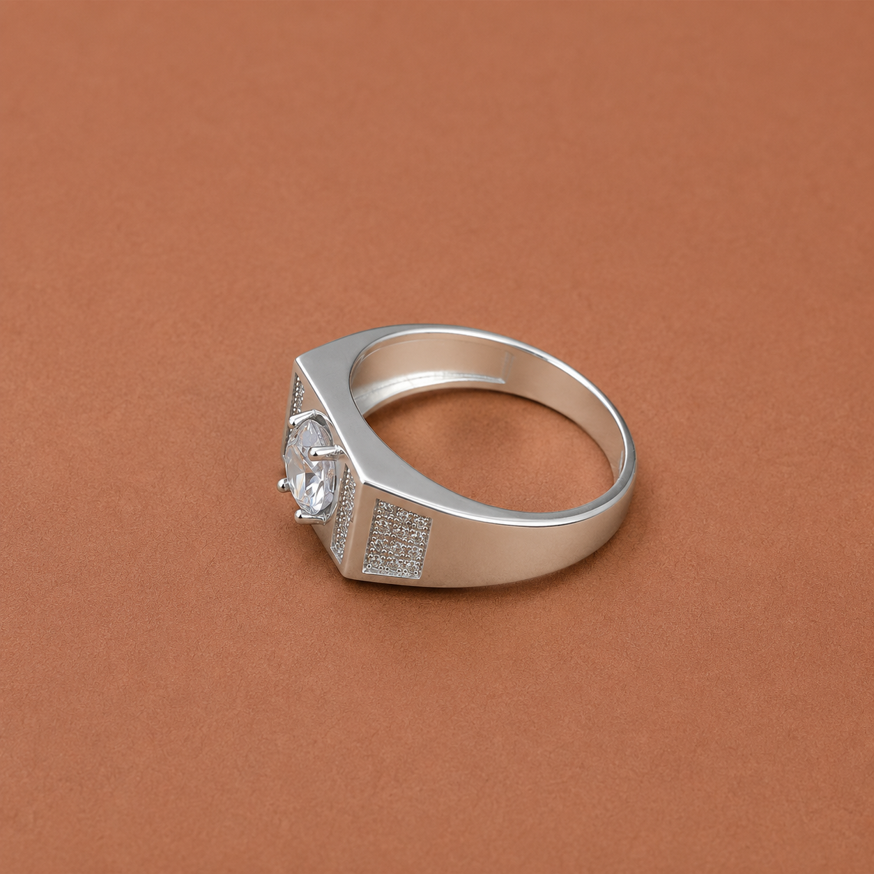 Men’s Silver CZ Pave Ring – OYA by Gemkara view 3