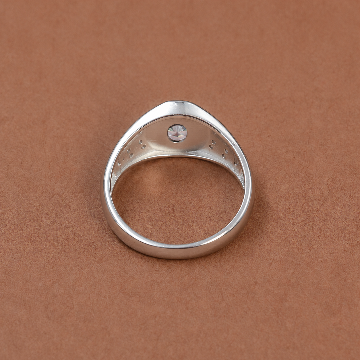 Round cubic zirconia pavé signet ring – 925 Sterling Silver – OYA by Gemkara view 4