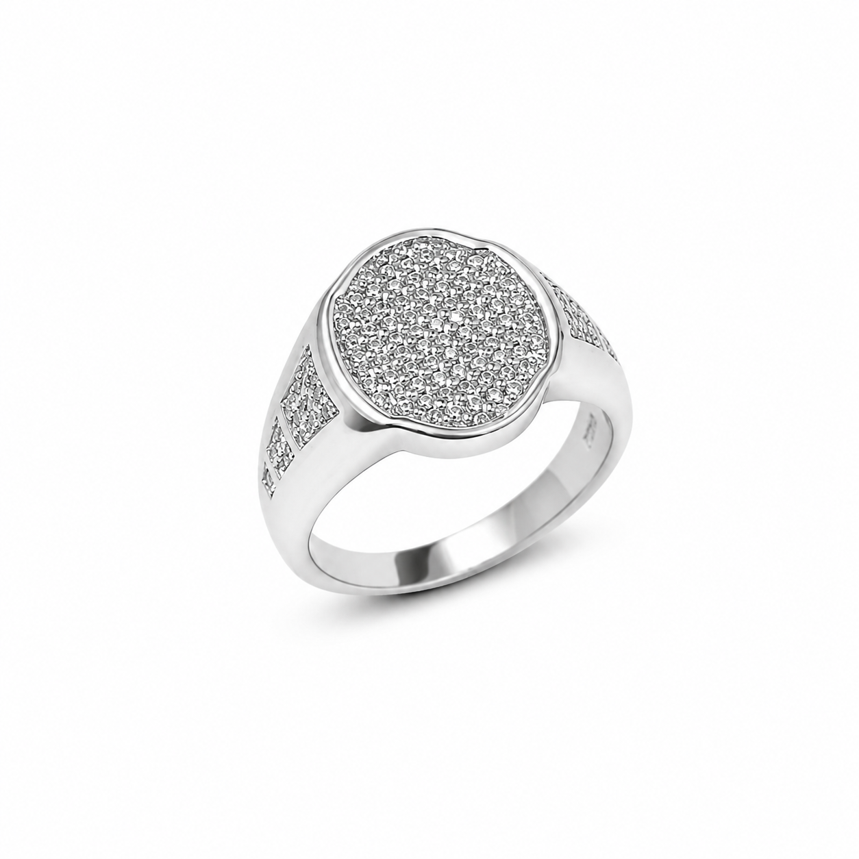 Men’s Silver CZ Pavé Signet Ring – OYA by Gemkara view 1