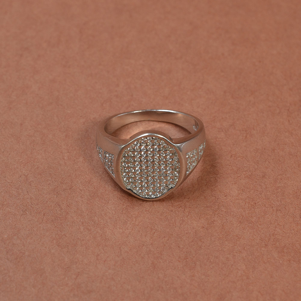 Men’s Silver CZ Pavé Signet Ring