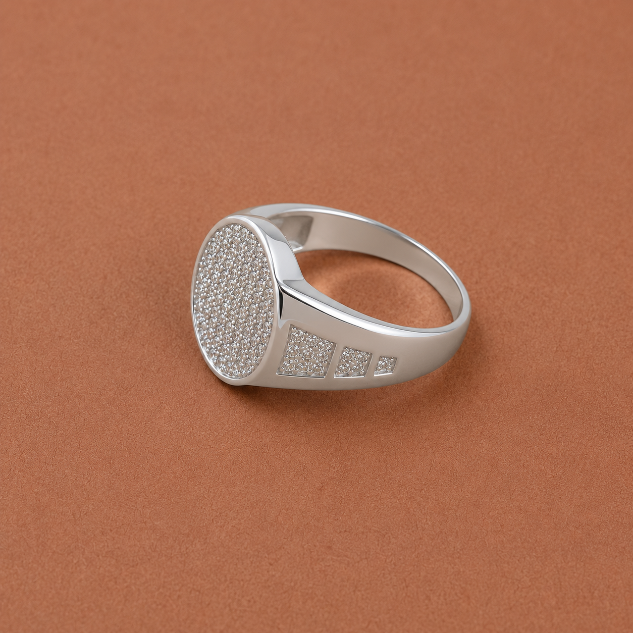 Men’s Silver CZ Pavé Signet Ring – OYA by Gemkara view 2