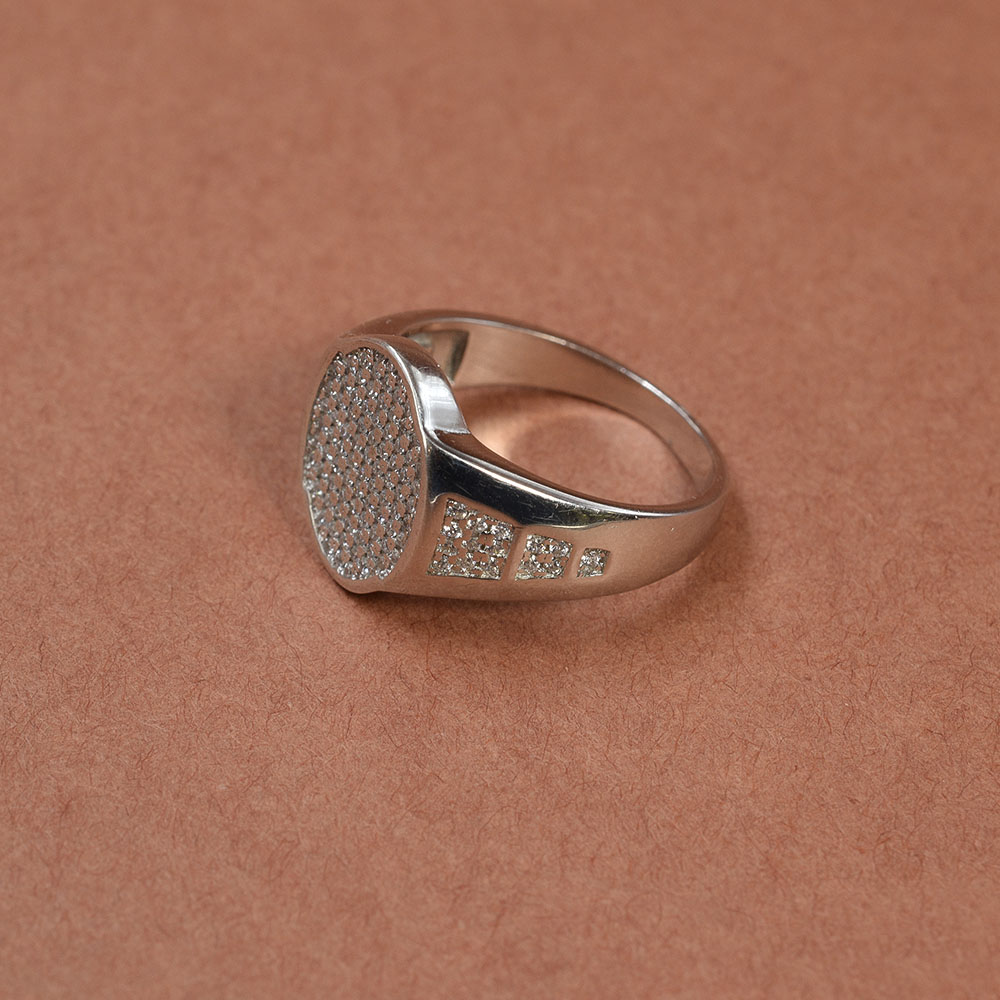 Men’s Silver CZ Pavé Signet Ring