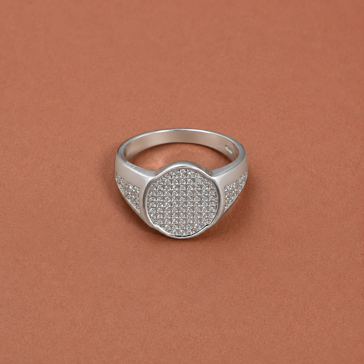 Men’s Silver CZ Pavé Signet Ring – OYA by Gemkara view 4