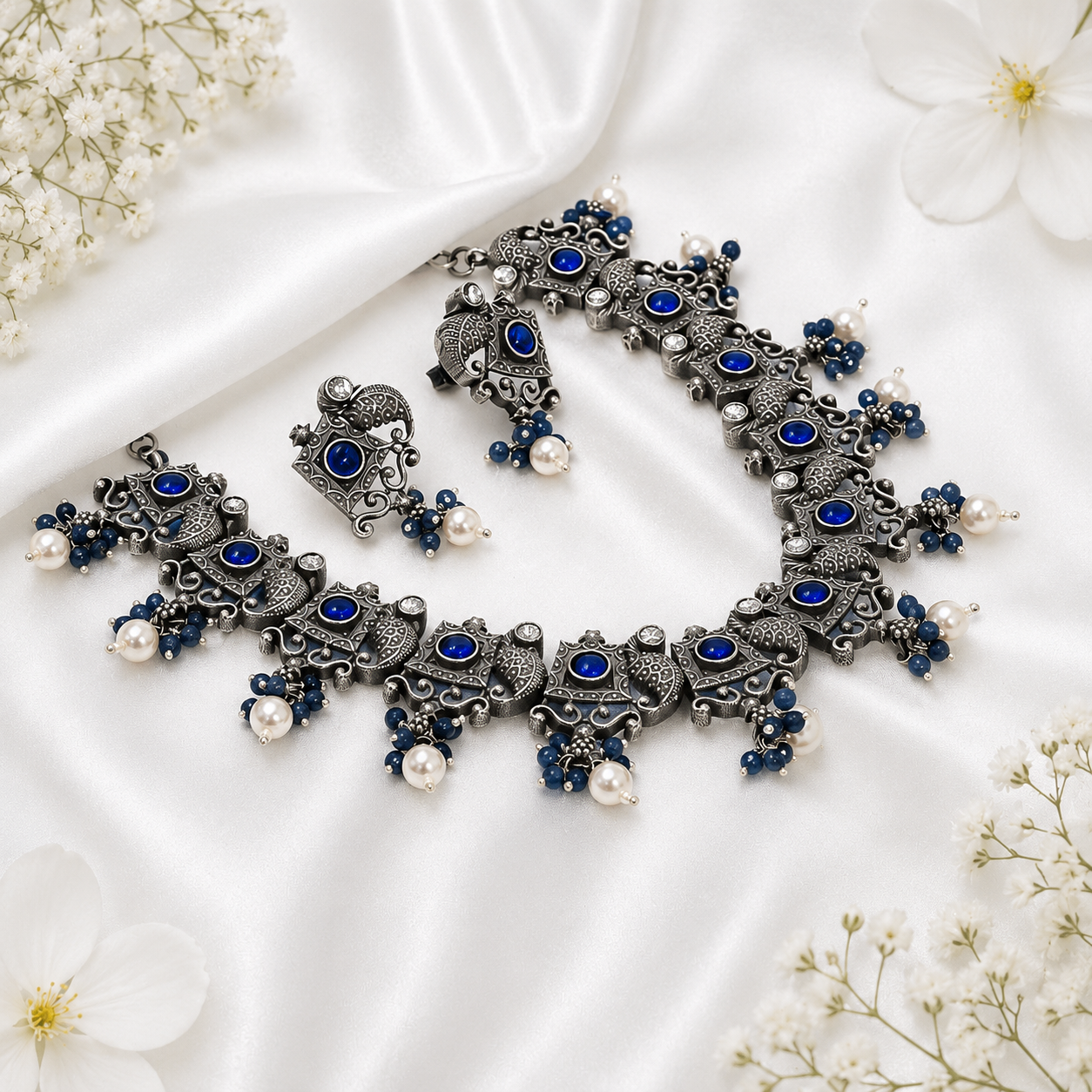 Mayuri Necklace – 925 Sterling Silver – OYA by Gemkara view 2