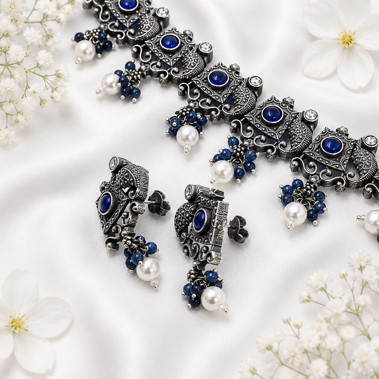 Mayuri Necklace – 925 Sterling Silver – OYA by Gemkara view 4