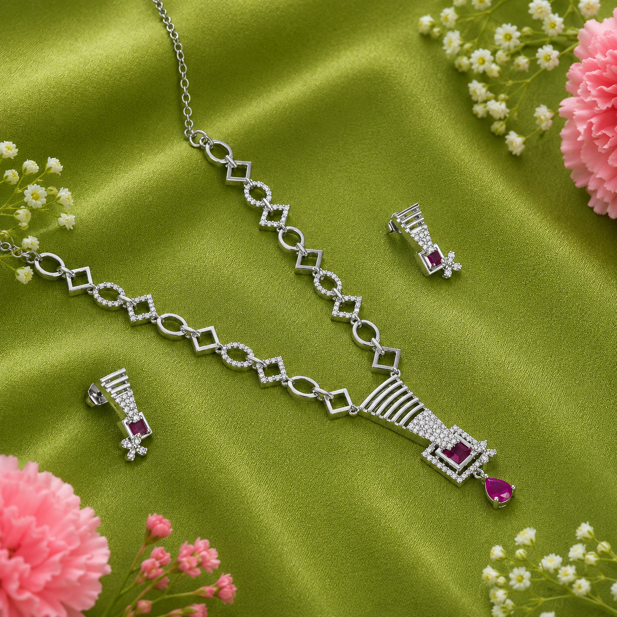 Rubique Necklace – 925 Sterling Silver – OYA by Gemkara view 2