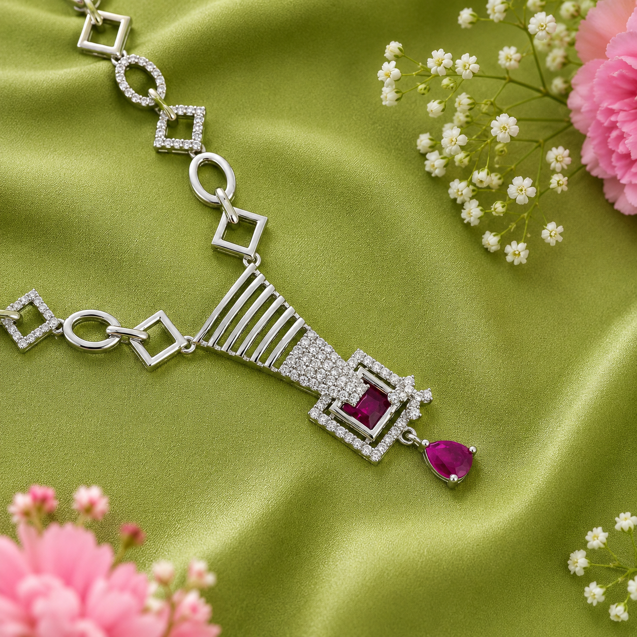 Rubique Necklace – 925 Sterling Silver – OYA by Gemkara view 3