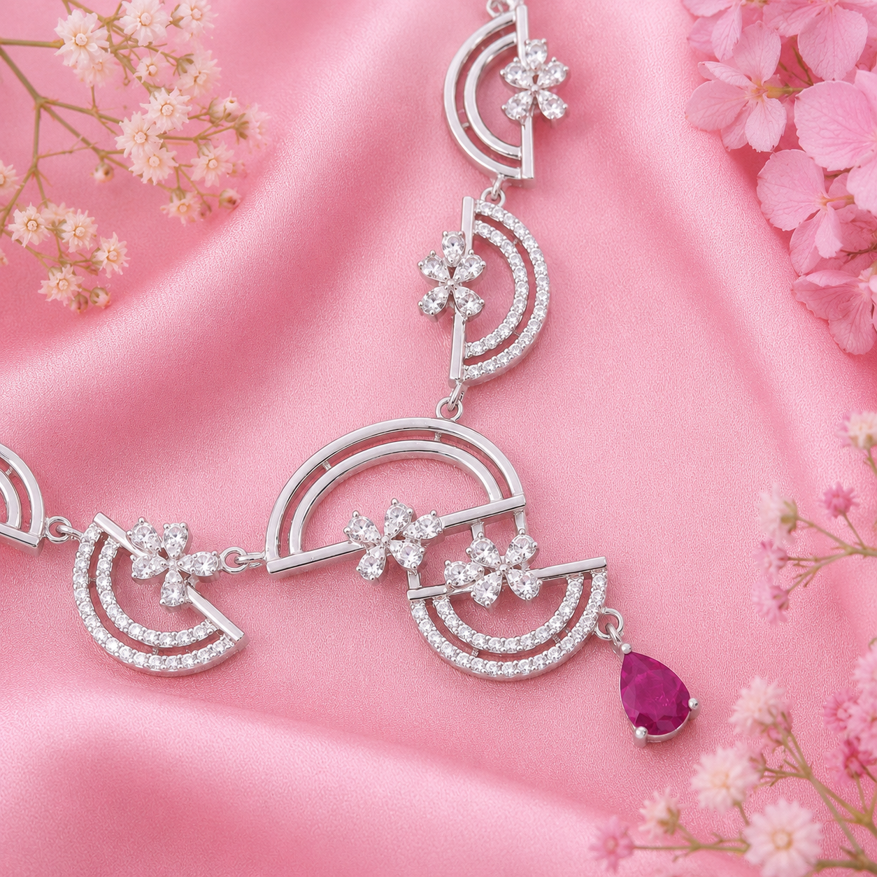 Crescent Glow Necklace – 925 Sterling Silver – OYA by Gemkara view 3
