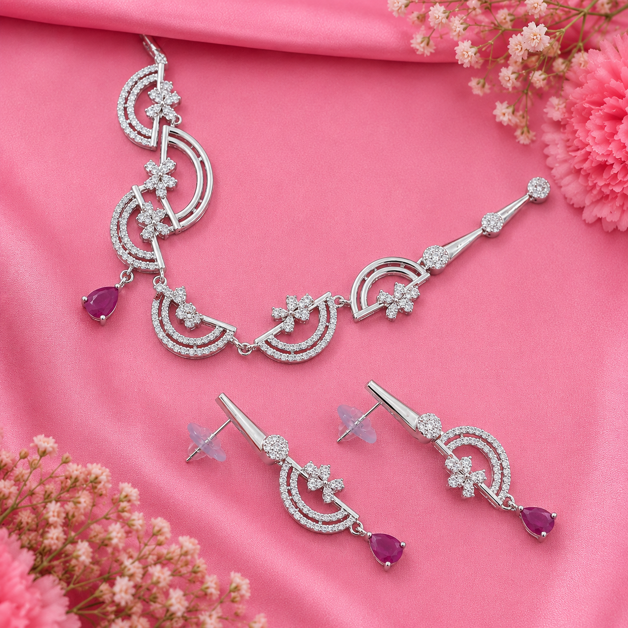 Crescent Glow Necklace – 925 Sterling Silver – OYA by Gemkara view 4