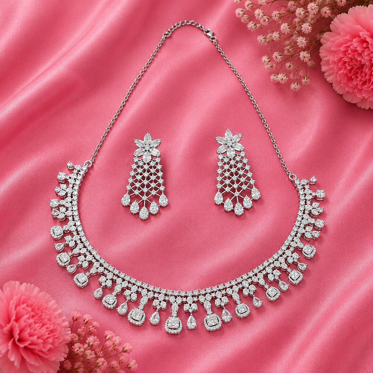 Crystal Rain Necklace – 925 Sterling Silver – OYA by Gemkara view 2