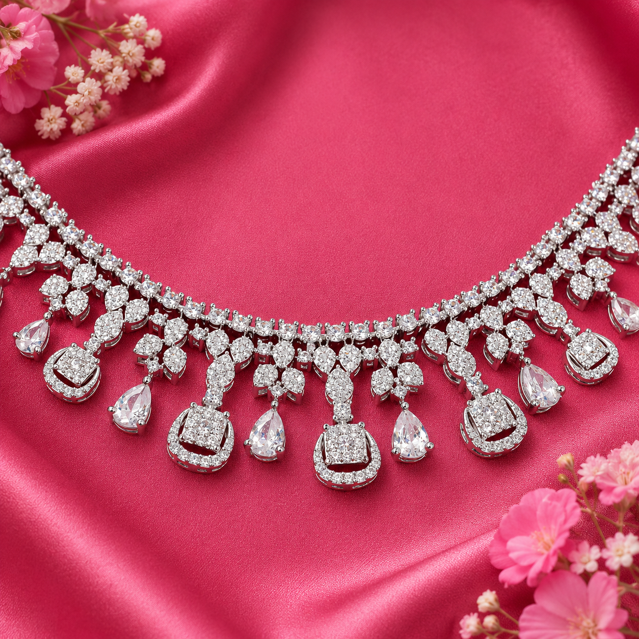 Crystal Rain Necklace – 925 Sterling Silver – OYA by Gemkara view 4