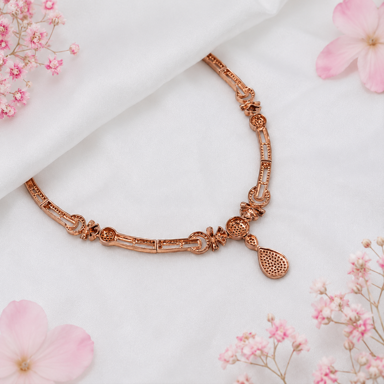 Rose Dew Necklace – 925 Sterling Silver – OYA by Gemkara view 3