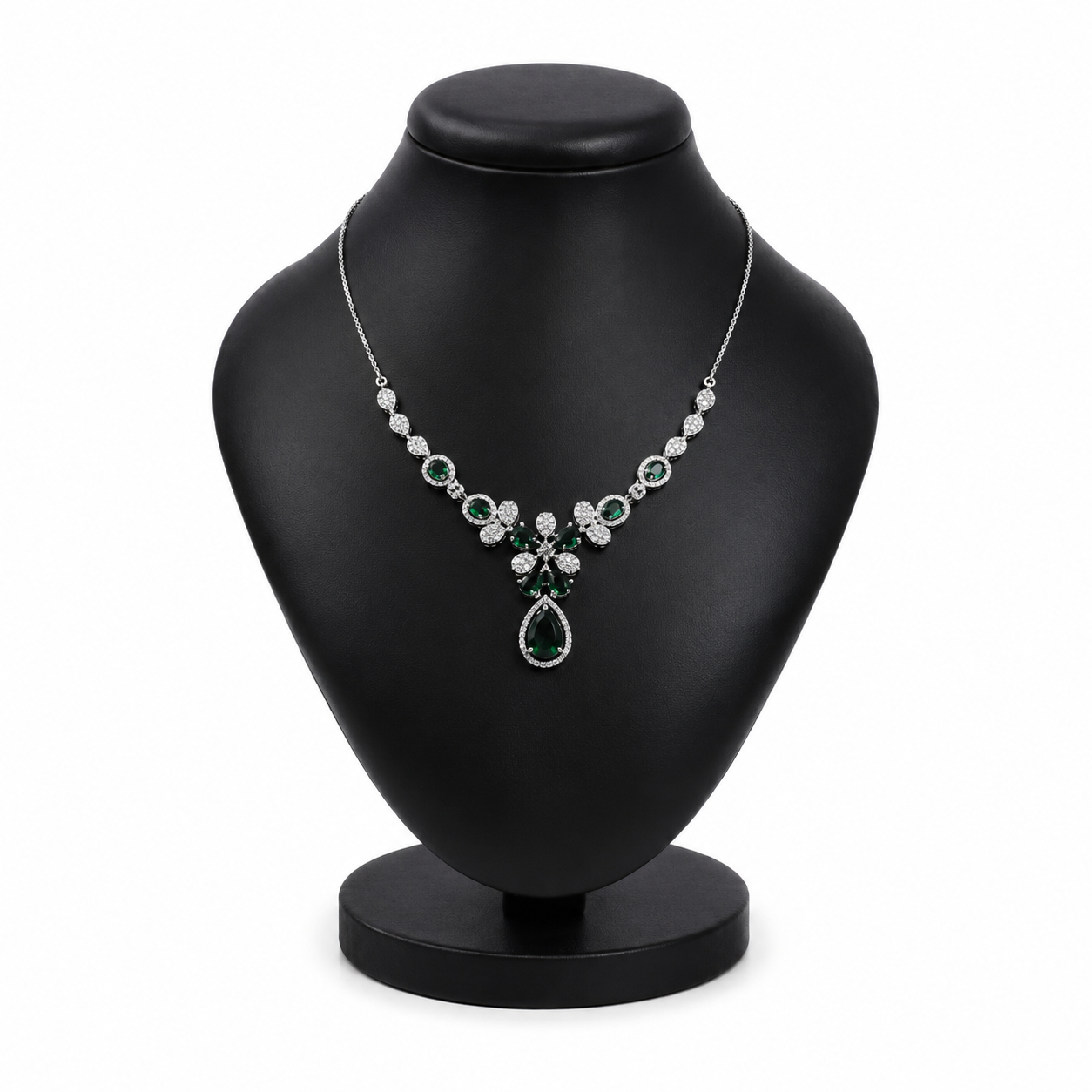 Emerald Bloom Necklace – 925 Sterling Silver – OYA by Gemkara view 1