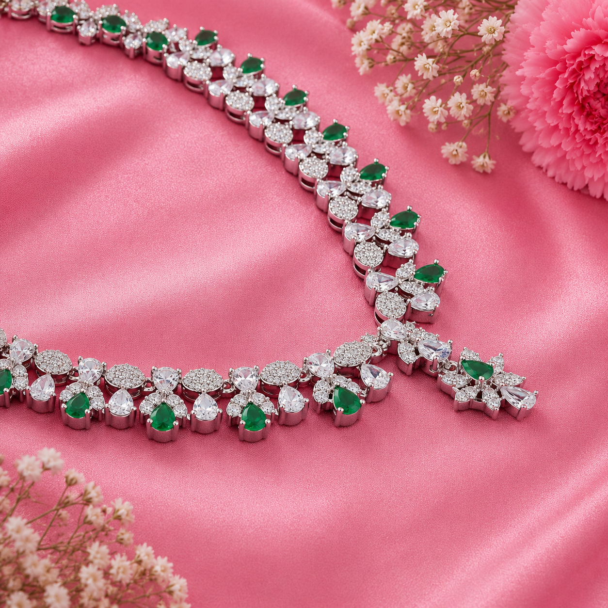 Emerald Vine Necklace – 925 Sterling Silver – OYA by Gemkara view 3