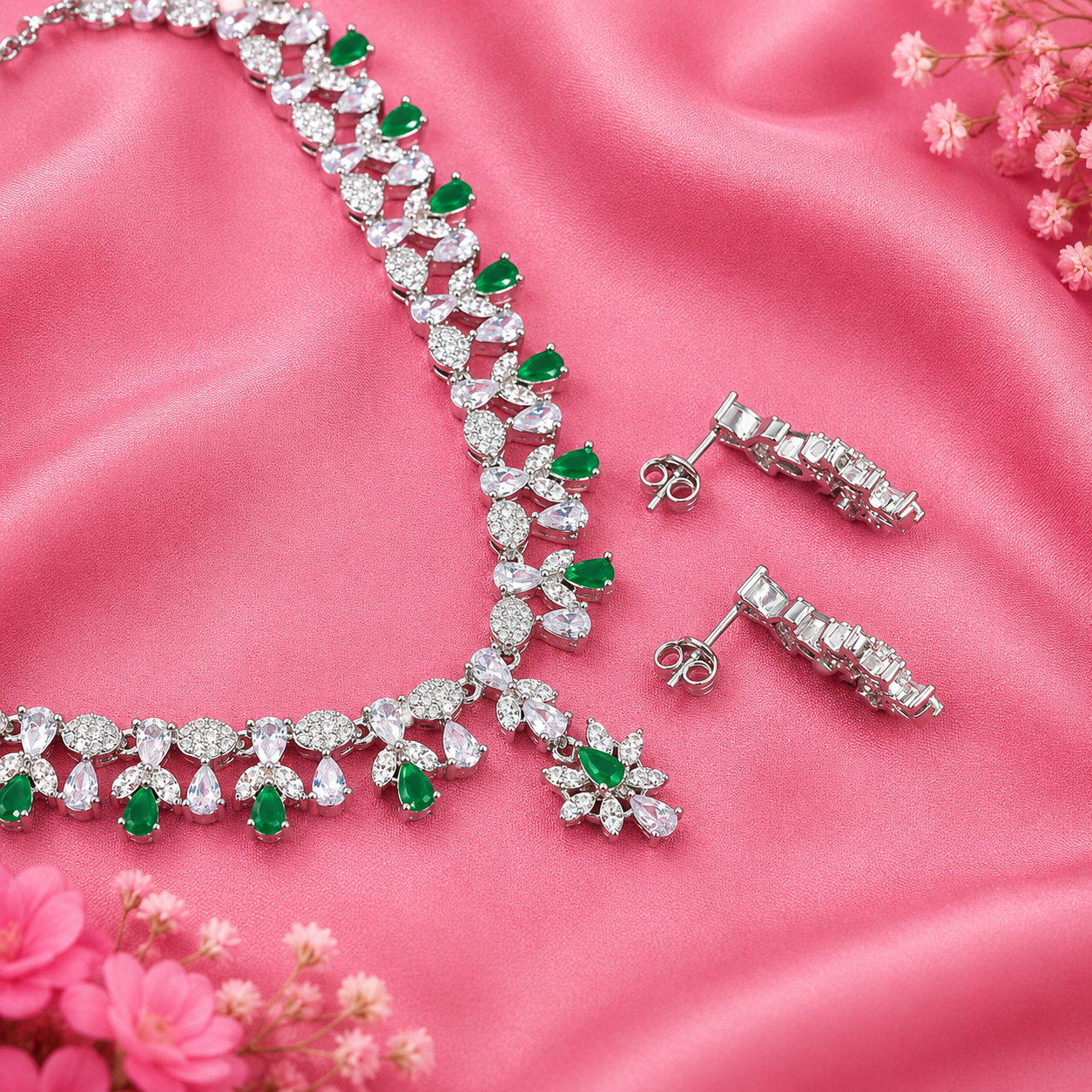 Emerald Vine Necklace – 925 Sterling Silver – OYA by Gemkara view 4