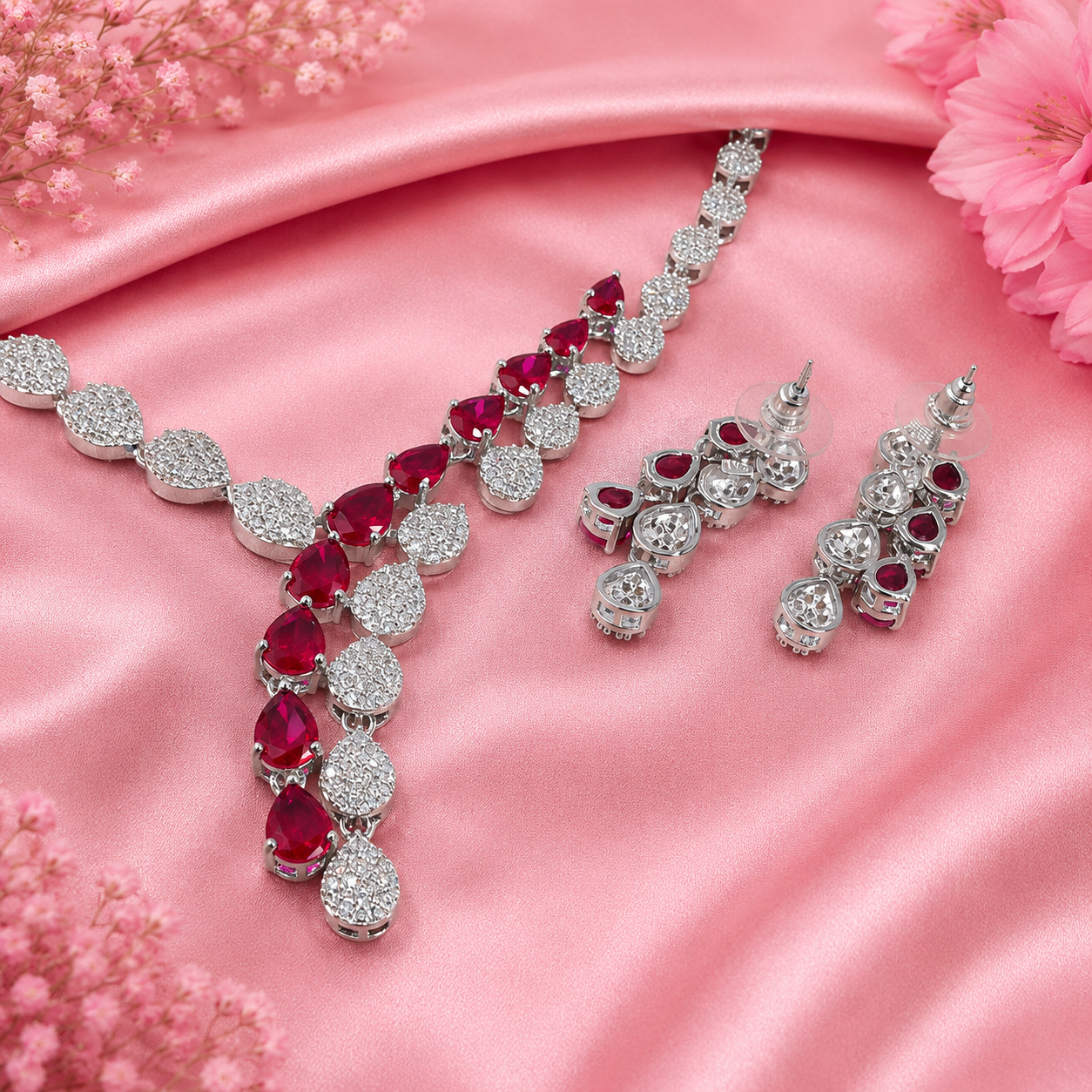 Ruby Vine Necklace – 925 Sterling Silver – OYA by Gemkara view 4