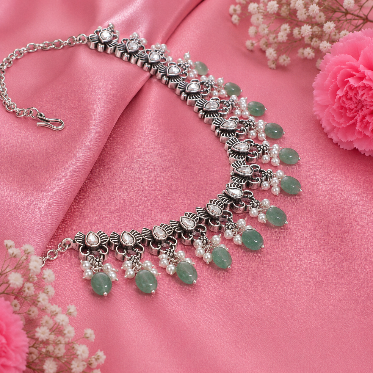 Panna Dew Necklace – 925 Sterling Silver – OYA by Gemkara view 3
