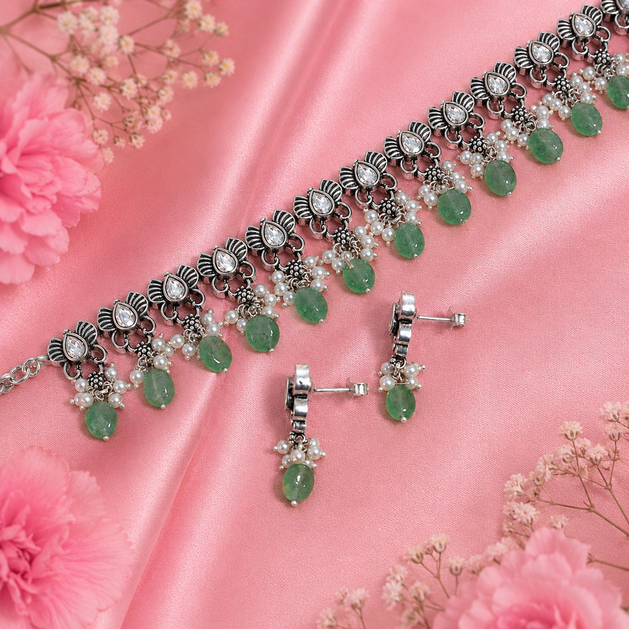 Panna Dew Necklace – 925 Sterling Silver – OYA by Gemkara view 4